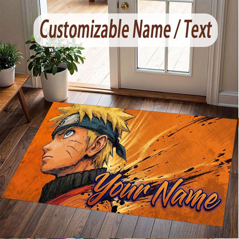 Custom Name Crystal Velvet Rug,Naruto Comfortable Anti Slip Floor Mat For Room Decoration