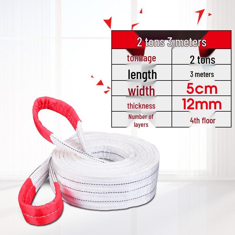 National Standard White Double Eye Lifting Sling, Hoist Crane Sling, 5/3/2 Ton Tow Strap