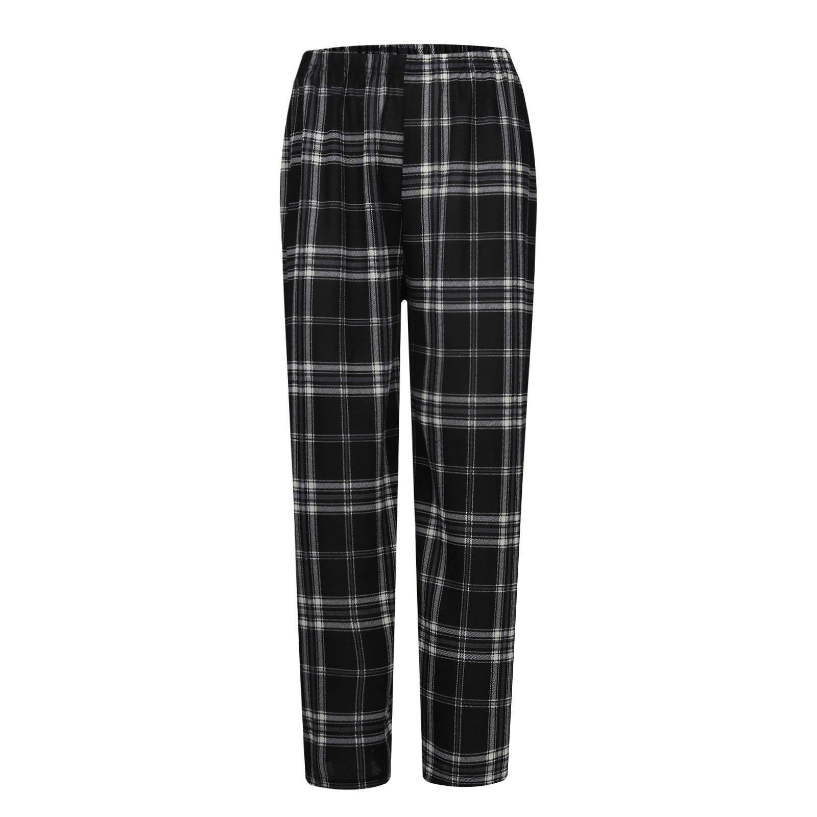 

Женские повседневные брюки, удобные брюки с принтом, брюки с высокой талией, эластичные широкие свободные женские повседневные брюки в клетку One Size чёрный