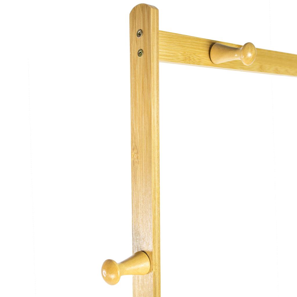 Bamboo Hanger, Shoe Rack, Shelf, Hall Stand, 4 Shelves, Hooks, Footwear