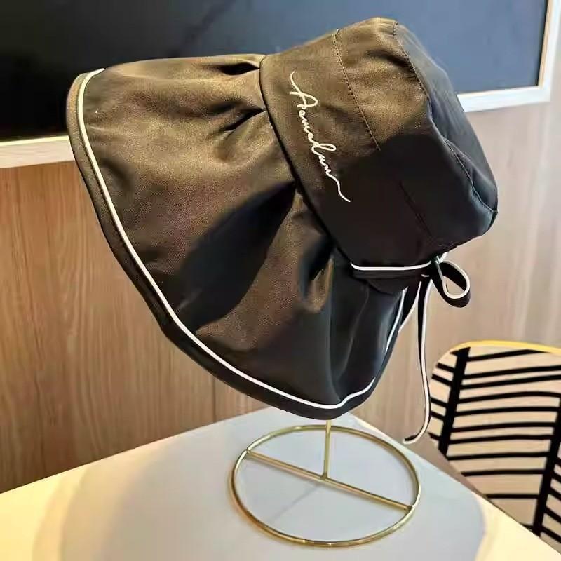 2024 New Fisherman Hat Women's Summer Sun Hat Black Jelly Uv Protection Big Brim Face-shielding Sun Hat