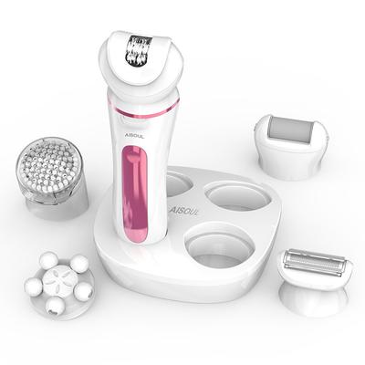 AISOUL 5in1 Hair Removal Device, 5 Functions, Waterproof Hair Removal Device Set for Men and Women, USB Charging Storage Holder, Pink
