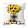 Spring and Summer Household Goods Decoration Black and White Plaid Pillow Case Sunflower Truck Pillow Cushion Pillow Case