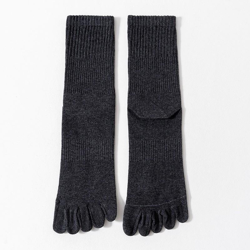 Five-Finger Socks Men'S Pure Cotton Medium Tube Socks Spring And Autumn Breathable Sweat-Absorbing Deodorant Antibacterial Split-Toe Socks Stockings