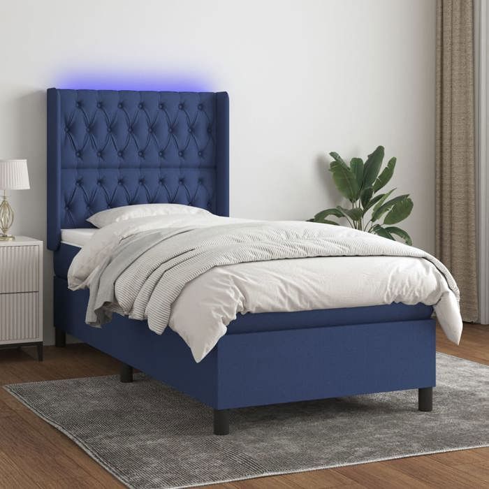 VidaXL Slatted Bed Base with Mattress and LED, Upholstered Bed, Single Bed, Adult Bed for Interior Bedroom, 3138531