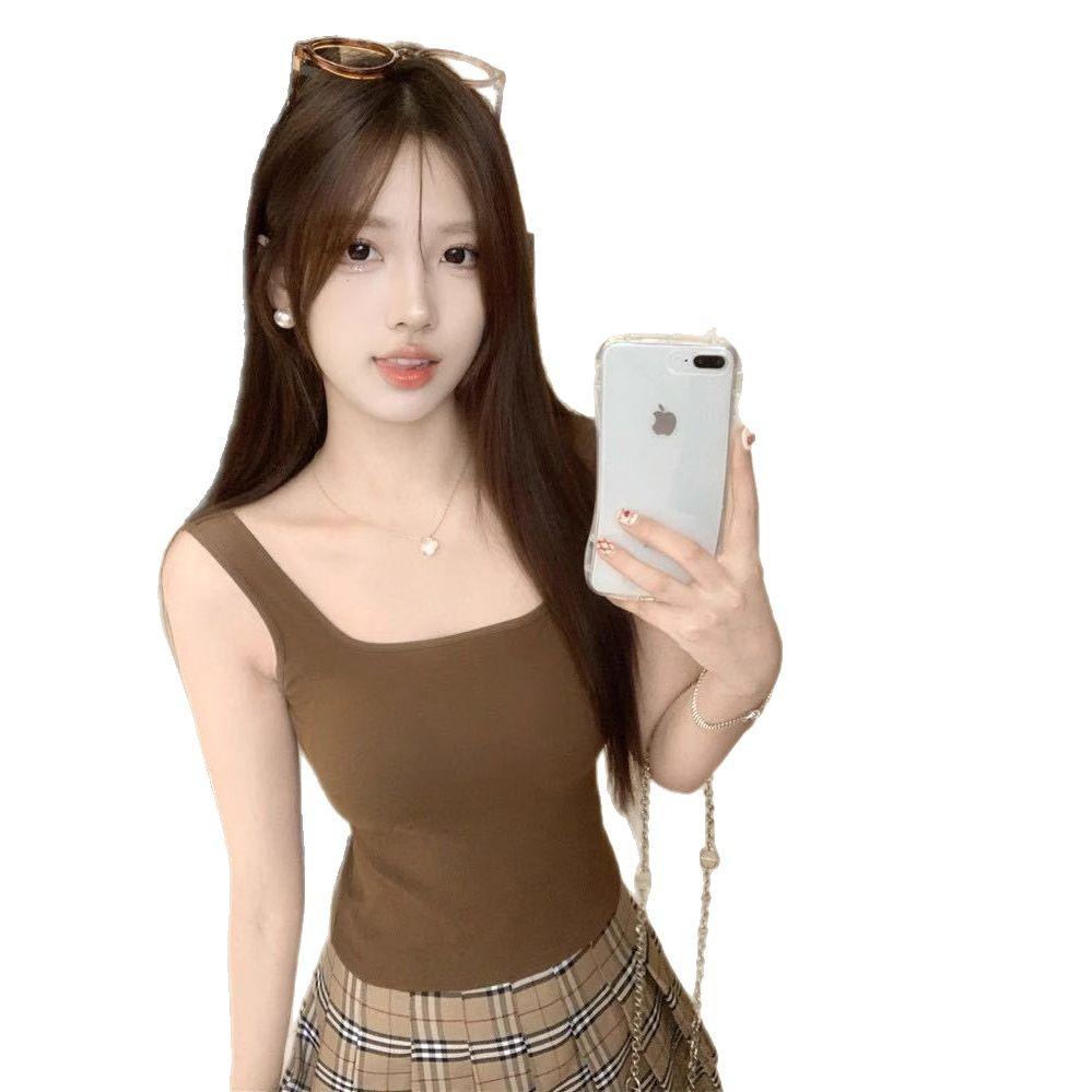 A #New Sexy Spice Girl Slim Versatile Halter Pure Cotton Suspender Vest Integrated Breast Cover with Chest Pad