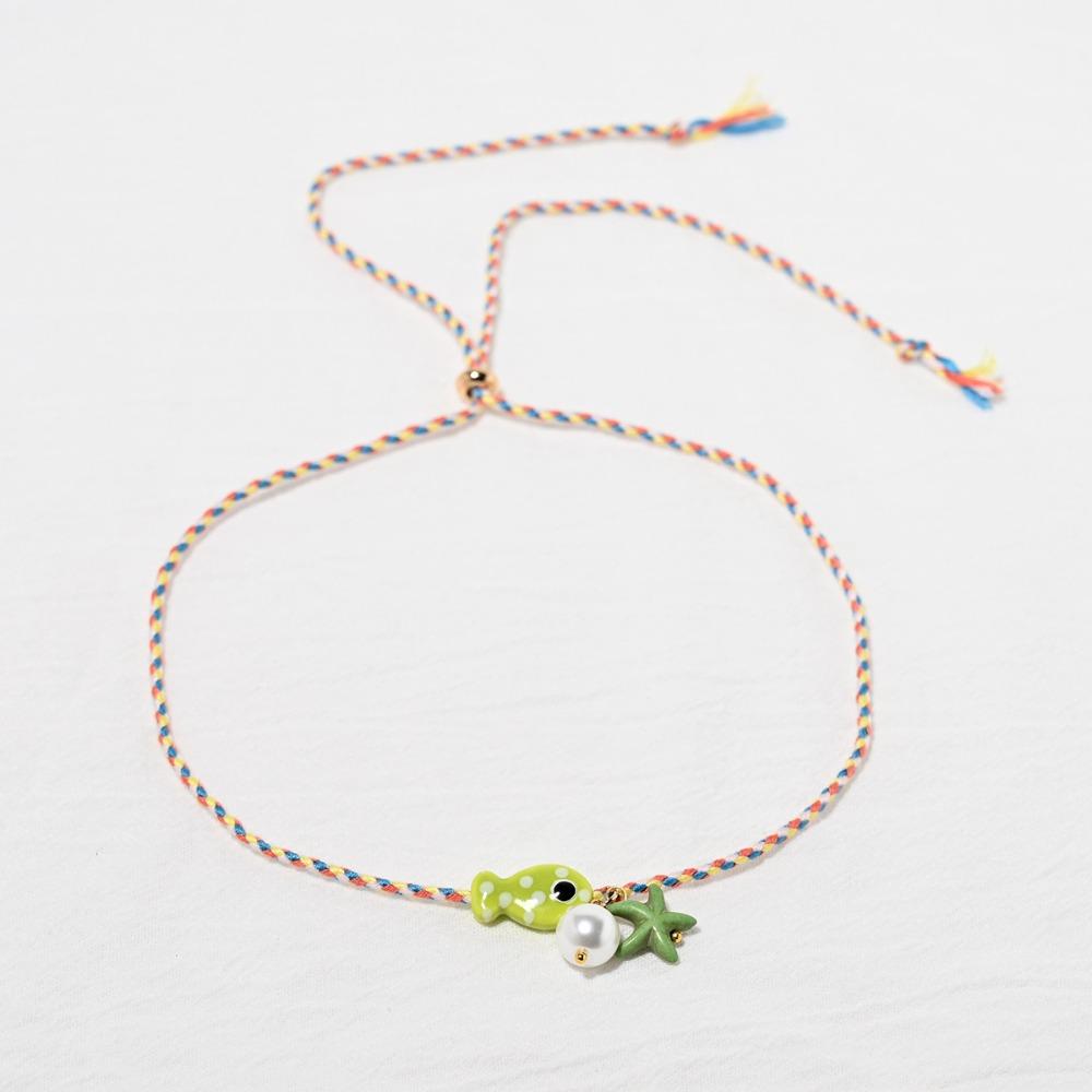 Bohemian Fish Pendant Necklace Ceramic Marine Fish Pendant Necklace Cartoon Collarbone Chain Women