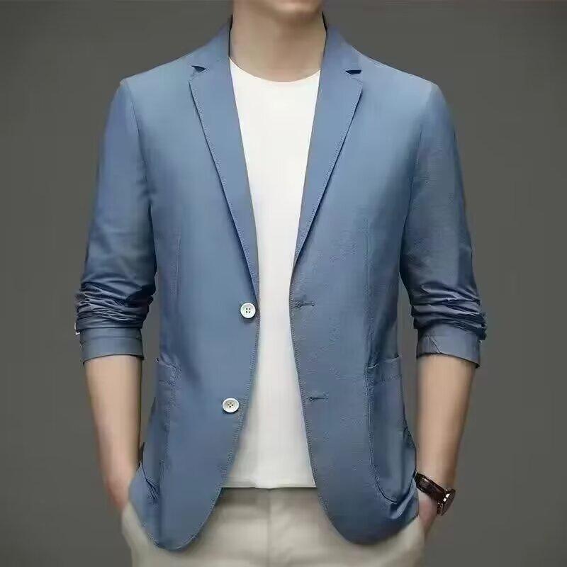 Giacca Estiva Leggera da Uomo - Blazer Casual Traspirante Ultra-Sottile ad Alta Elasticità in Seta di Ghiaccio Protezione Solare