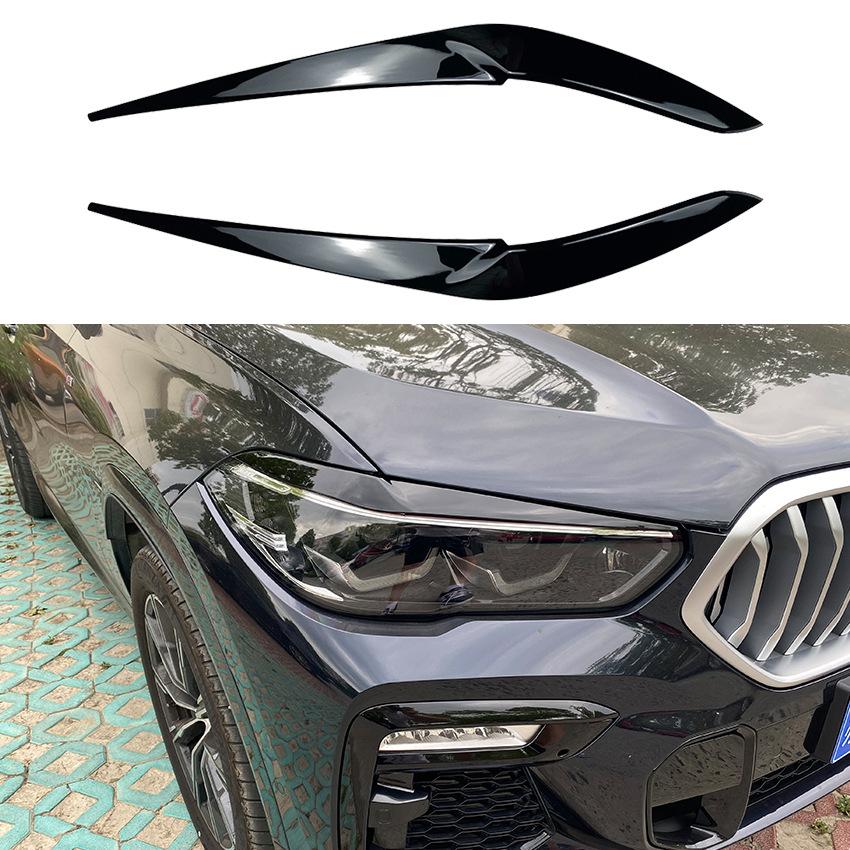 2Pcs ABS Gloss Headlight Evil Eyebrows Eyelids For BMW F15 F16 G05 G06 X5 X6 25d 30d 40e M50i M450d x-Drive 2013-2022