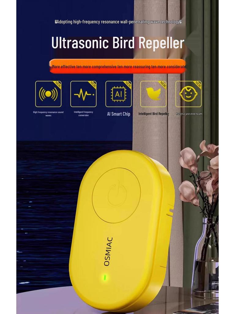 Ultradźwiękowy Automatyczny Odstraszacz Ptaków na Zewnątrz na Balkony i Gołębie