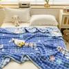 Cartoon Pink Love Print Milk Velvet Throw Blanket Super Soft Warm Plush Blue Blanket Travel Multifunctional Decorative Blankets