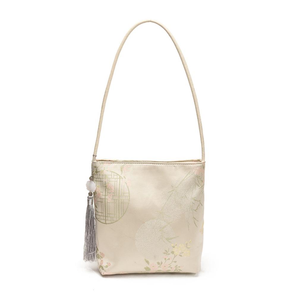 Retro Retro Shoulder Bag Tassel Elegant Underarm Bag Advanced New Chinese Style Handbag  Casual белый