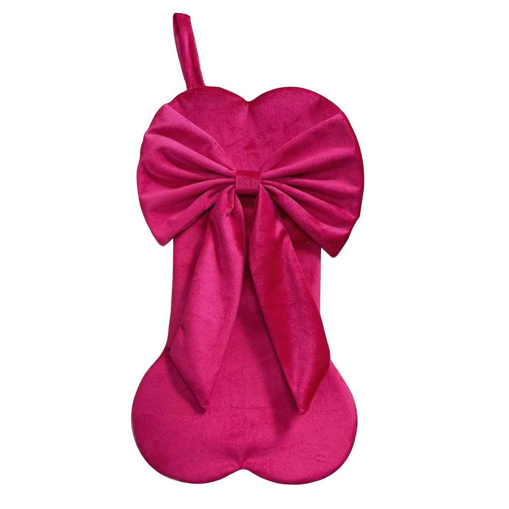 Velvet Bow Christmas Stocking Gift Bag - Festive Home Decor