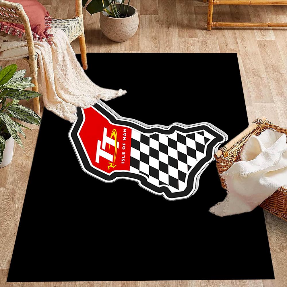 Isle Of Man Tt Course Map Themed Anti-Slip Rugs - Polyester Home Decor, Suitable for Bedrooms, Living Rooms, Doorways, Studios, and Decorations
