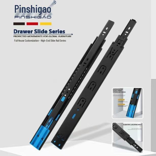 Silent Double Spring Damping Drawer Slides: Three-Section Buffer Guide Rails