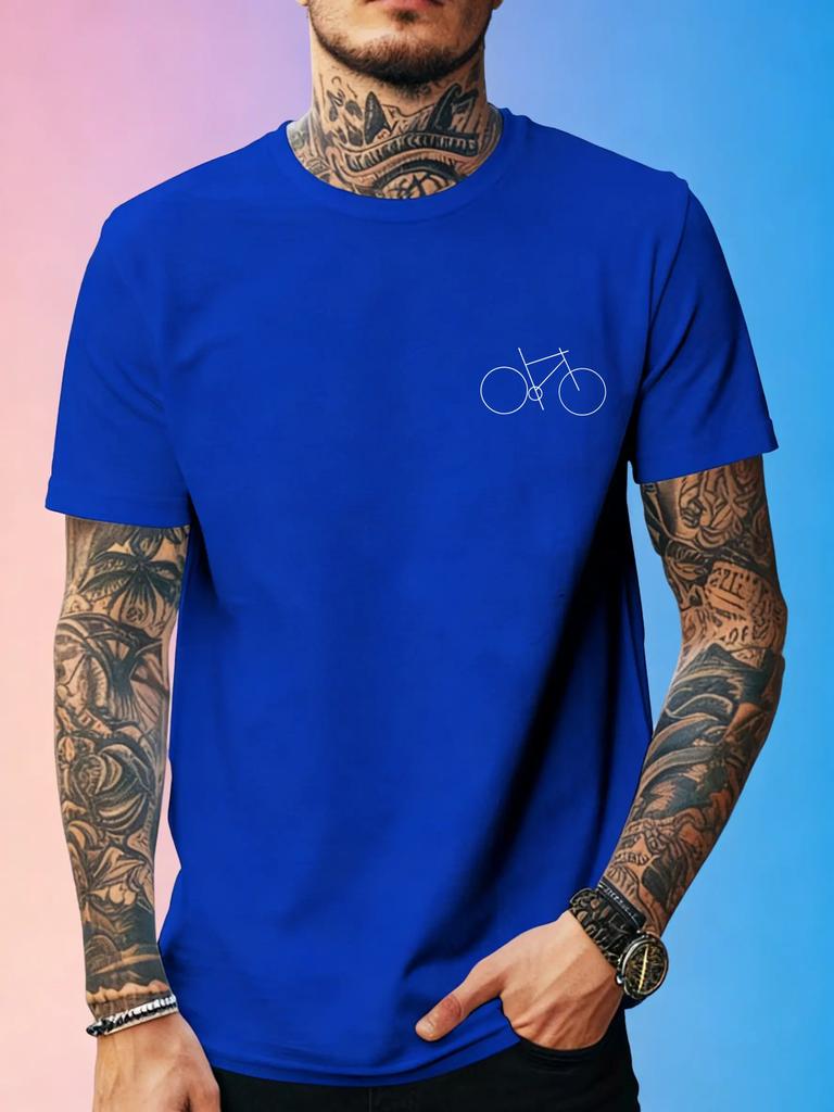 T-shirt Unisex Semplice Linea Singola Stampa Bici sul Petto Cotone Girocollo Manica Corta Amante del Ciclismo Casual Estiva Quotidiana Top Base