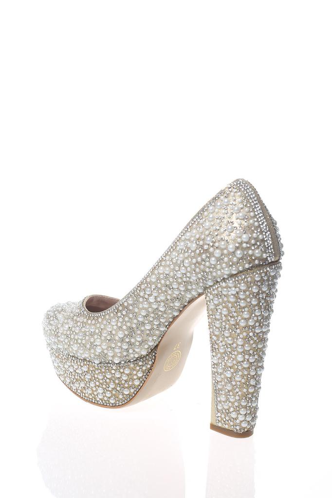 Damenmode Rose Sultan Full Pearl Stone Abendkleid Schuhe für Party