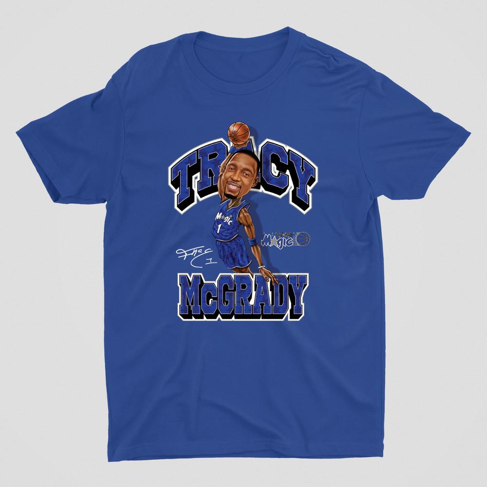 

NEW caricature Tracy McGrady T-shirt Blue Short Sleeve All Sizes JJ4189 4XL