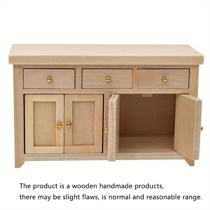 Unfinished Wooden Dollhouses Cabinet Miniature Furniture Model For DIY Crafting And Display