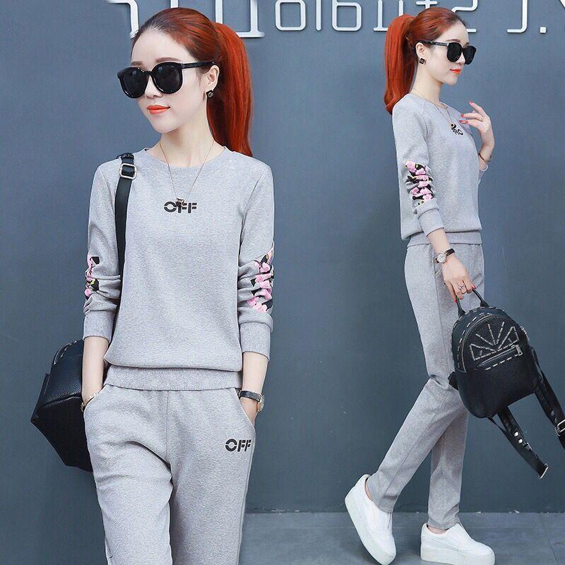 Sportswear Suit for Women, Spring and Autumn, Korean Style, Loose, Fashionable and Casual, Large Size Two-piece Set