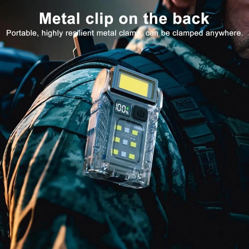 COB+SMD LED Outdoor Mini Flashlight USB-C Rechargeable Portable Torch Lamp Power Display Powerful Flashlight for Night Running