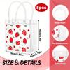 5pcs Strawberry Clear Gift Bags Cute Fruit Party Favor Bags with Handles Shopping Bag Red Heart Strawberry Bags Treat Tote Bags Gift Wrap Bags Handbag