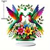 Hummingbird & Flowers Decor, , Home Tabletop Decorations, Nurseries, Home Desk Living Room Wooden Decoration, Restaurant Shop Decor
