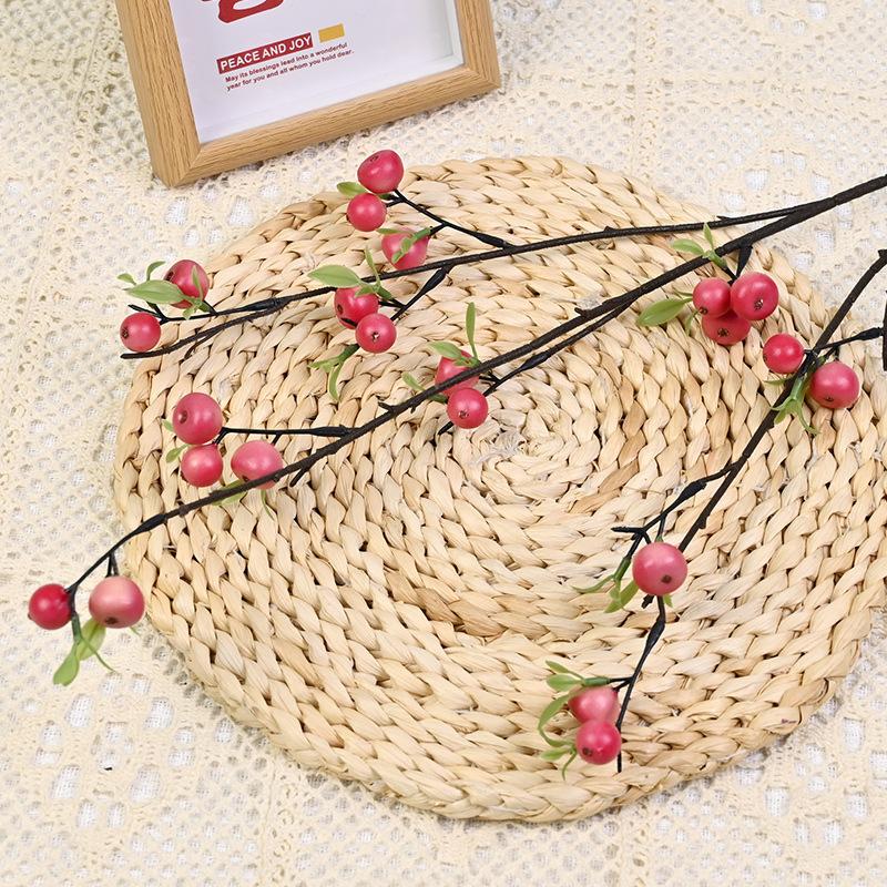 

Simulation Small Apple Branch Pulp Fruit European Light Luxury Home Living Room New Year S Decoration Flower Red Fruit Fortune Fruit Festive