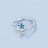 925 Sterling Silver Rings for Women Couple Minimalist Handmade BLue Star Ring Fine CZ Jewelry Birthday Gift Prevent Allergy