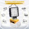 LED-Arbeitsleuchte für Dewalt- und Milwaukee-Akku, 48 W, tragbares Flutlicht, Taschenlampe, USB- und Typ-C-Ladelampe, Werkzeuge für die Baustelle
