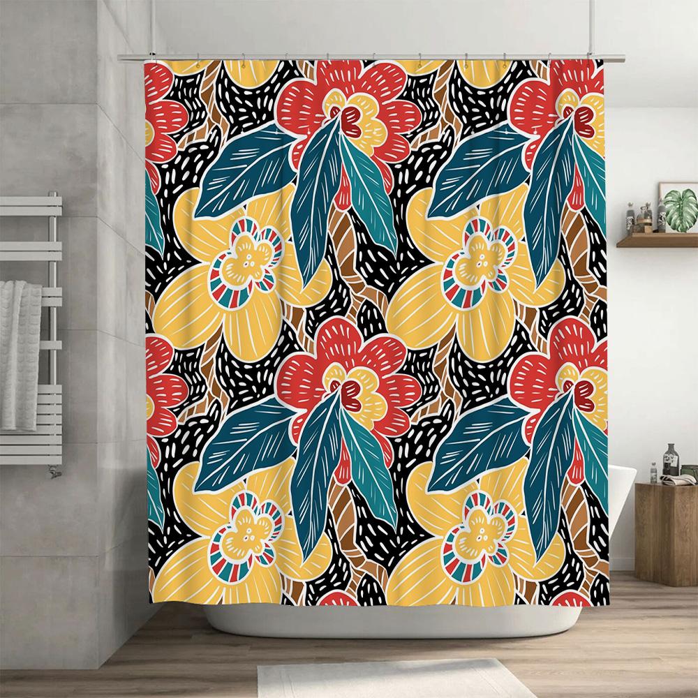 Bright Floral Shower Curtain Waterproof Fabric Bathroom Decor Customizable Size Option Available for Purchase Online