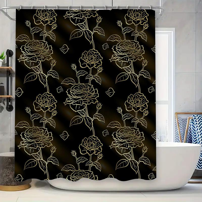 

Luxury Floral Shower Curtain Waterproof Bathroom Decorative Fabric 3D Printing Print Customizable Size For Home Decoration 90x180cm