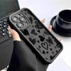 Love Heart Ladder Black Grooved Phone Case for iPhone 14/15/16/17 Pro Max
