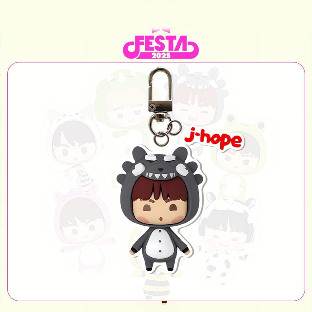 BTS 2025 FESTA Animal Costume Cartoon Acrylic Keychain, Bangtan Boys Cute Cartoon Keyring with Member Name Tag, Kpop ARMY Fans Bag Charm