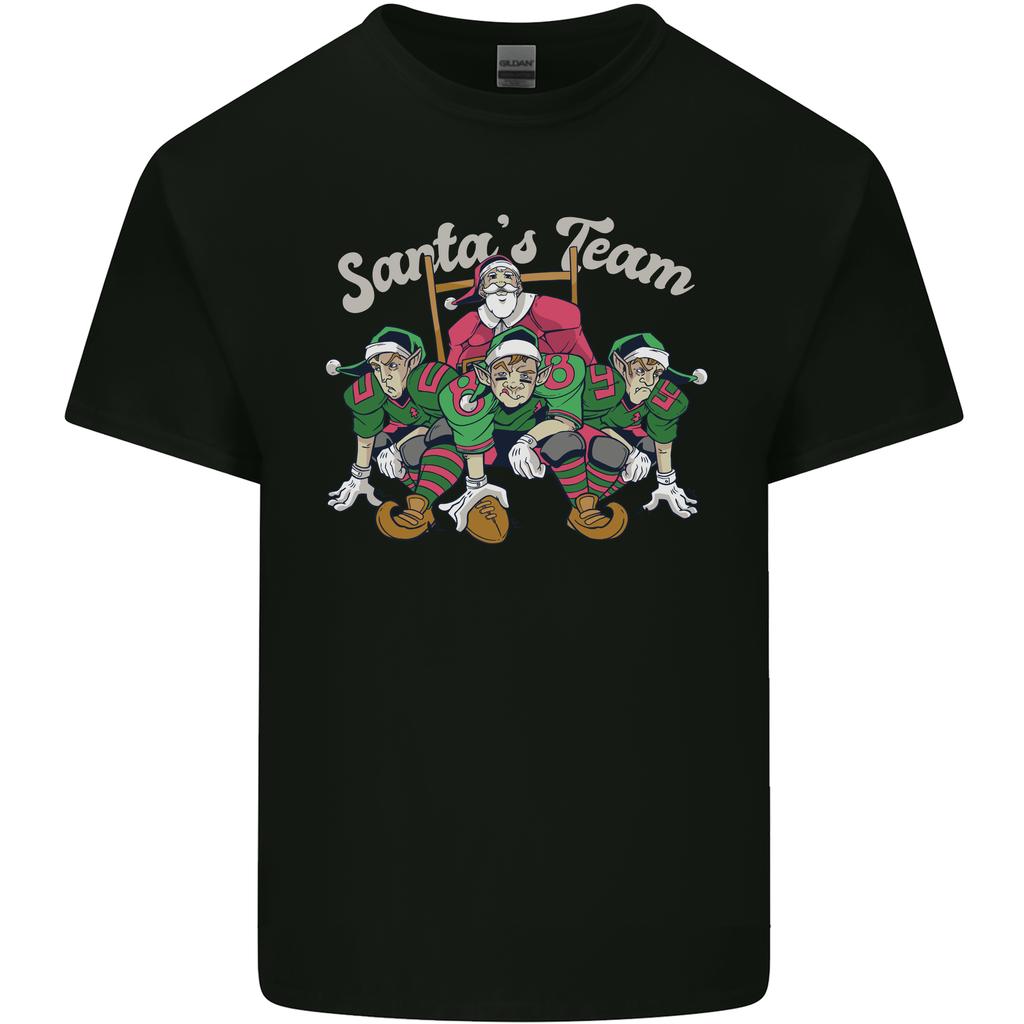Santa American Football Team Christmas Xmas Unisexs Light Cotton TShirt