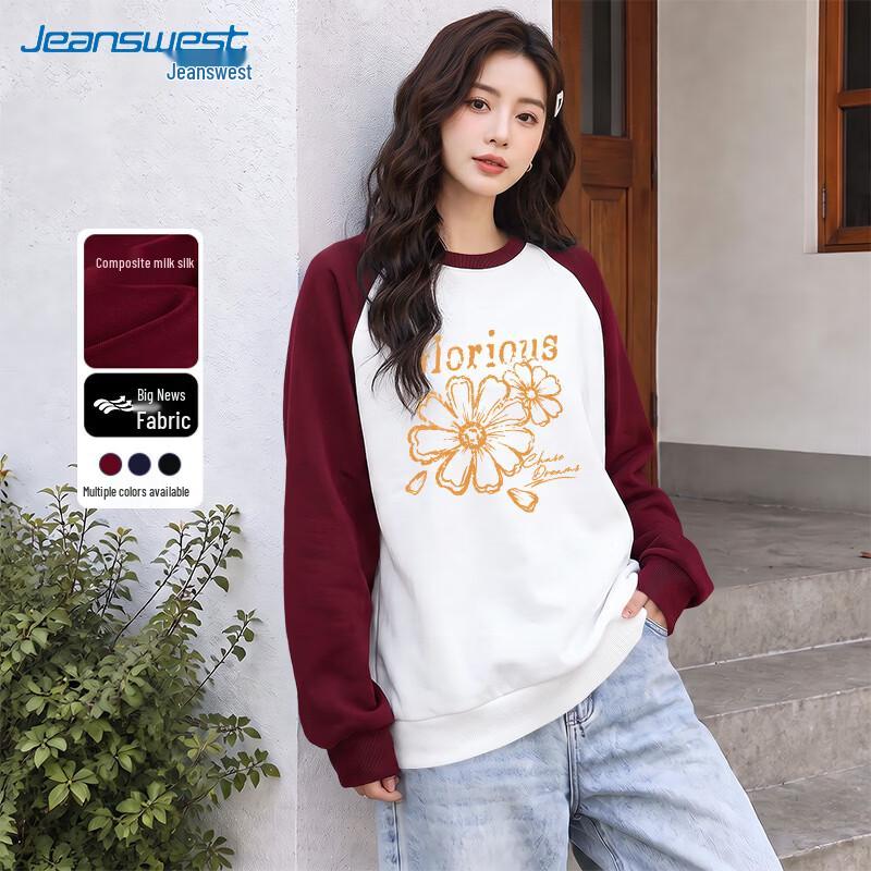 Jeanswest Women's Raglan Crew Neck Long Sleeve Sweatshirt