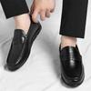 New Leather Loafers Handmade Stitching Mens Driving Shoes Rubber Casual Shoes Comfy Slip On Flats Lightweight Male Moccasins