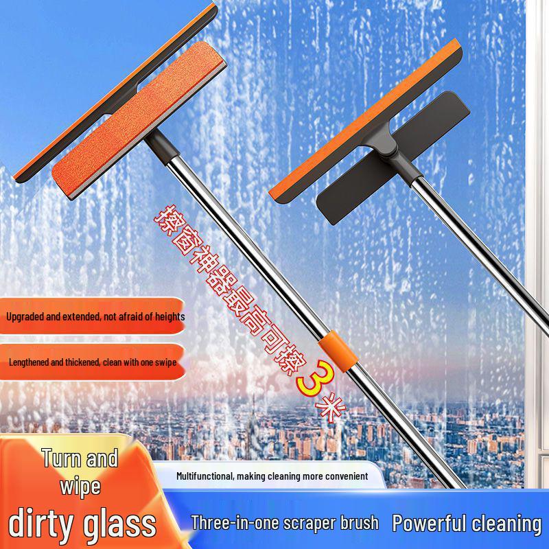 

Многофункциональный выдвижной скребок для стекла и чистящая щетка 3-в-1. Standard Single Rod 60CM