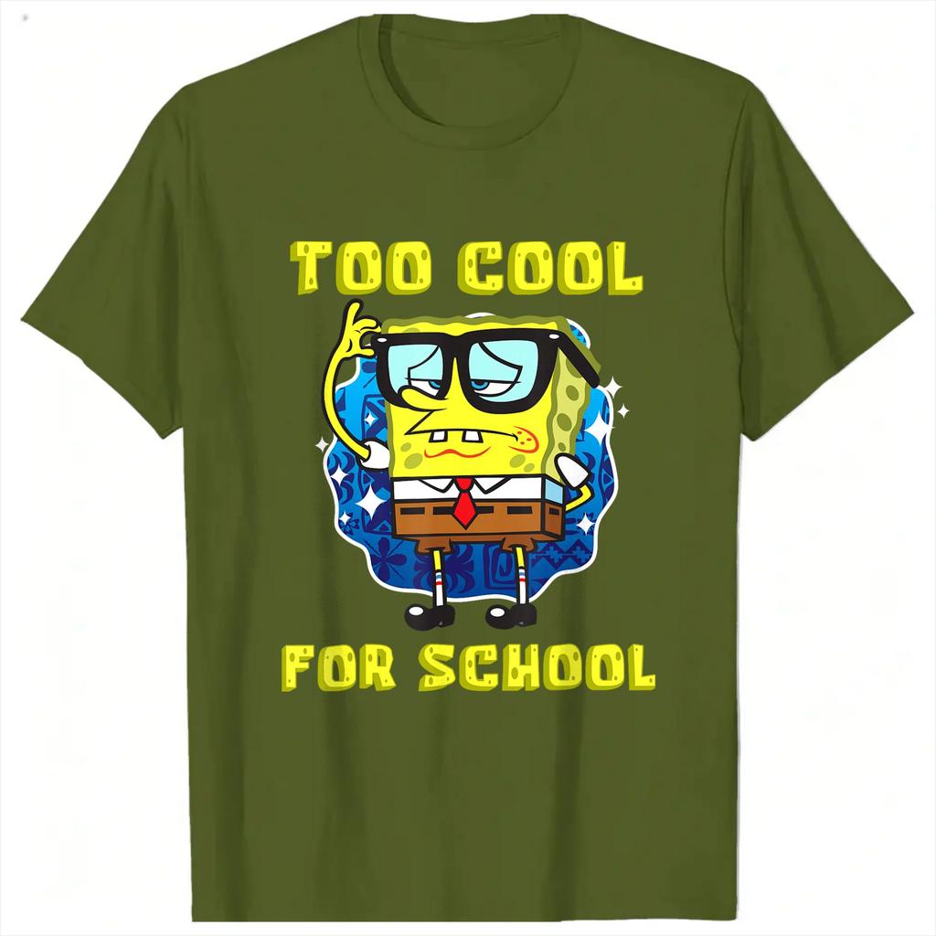 Spongebobs Too Cool for School Wearing Glasses TShirts Unisex Funny 100 Cotton Tee Shirt Crew Neck Short Sleeve T Shirts Tops