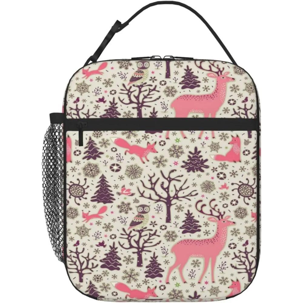 Fox Bunny Cloud Lunch Bag for Women Men Reusable Insulated Lunch Box Portable Lightweight with Side Pocket for Work Picnic