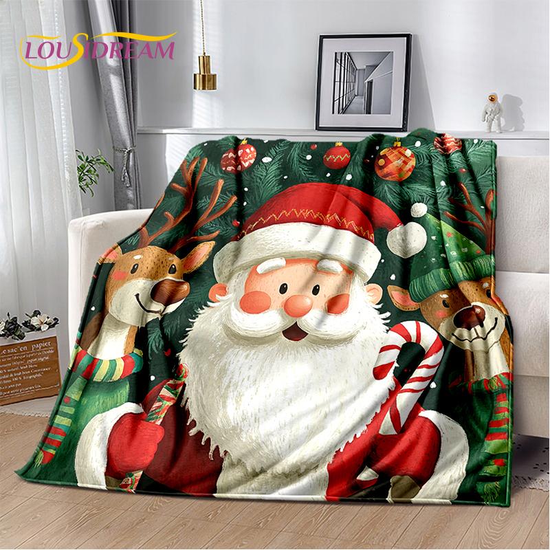 2025 Merry Christmas Tree Santa Claus,New Year Fairy Tale Gift Soft Plush Blanket,Flannel Throw Blanket for Living Room Bed Sofa