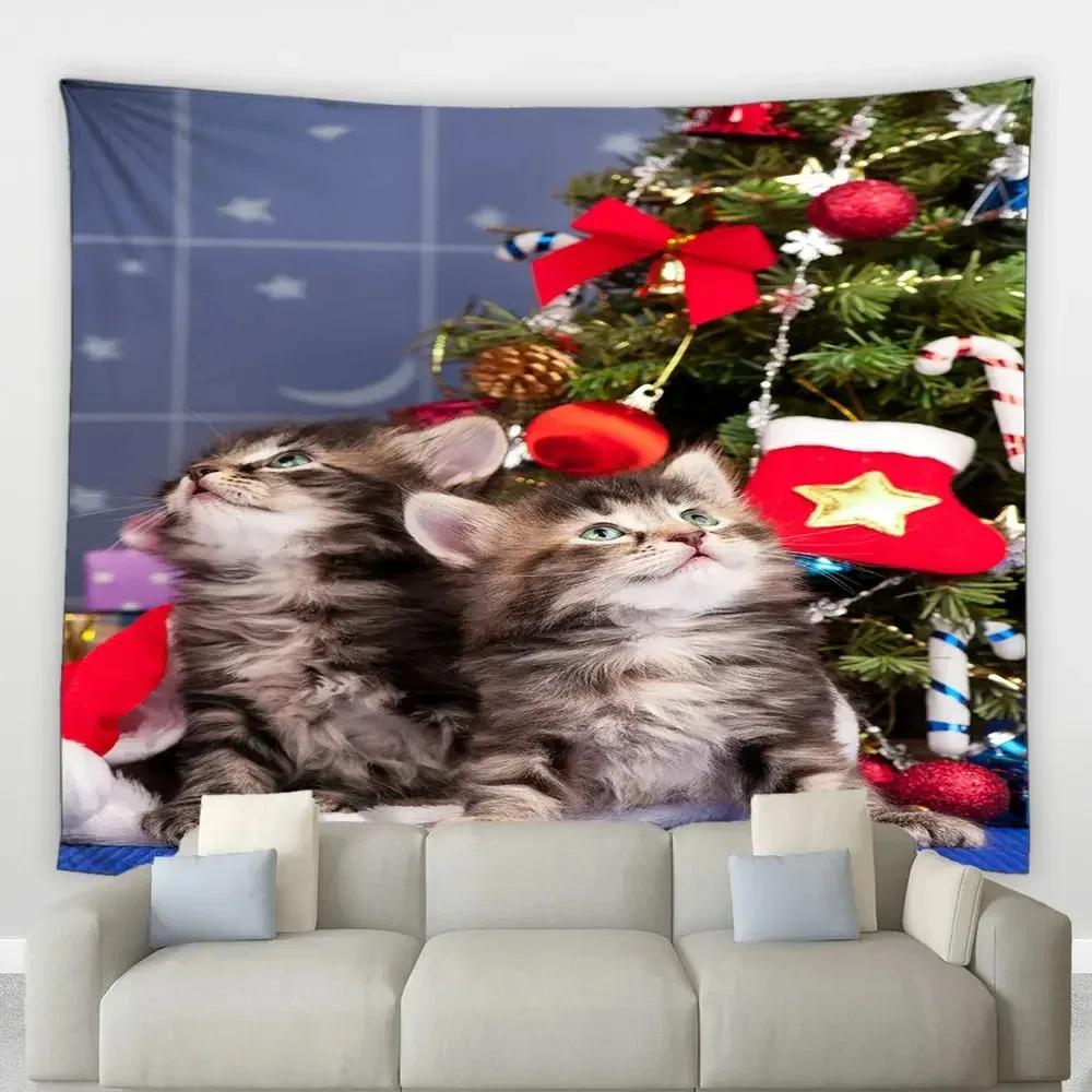 

Рождественский милый котик гобелен спальня гостиная домашний рождественский декоративный гобелен 100x75cm