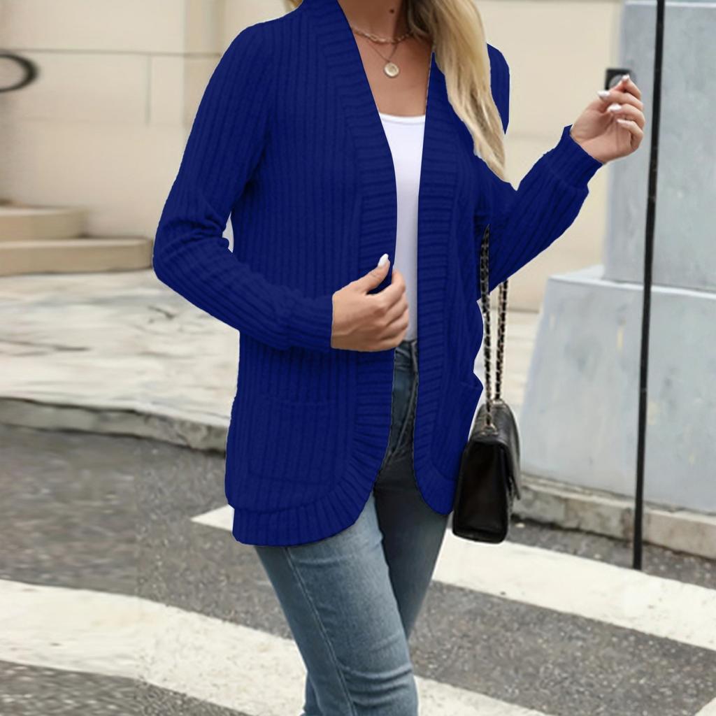 Femei Doamne Culoare Solidă Maneca Lungime Cardigan Pulover Palton Top