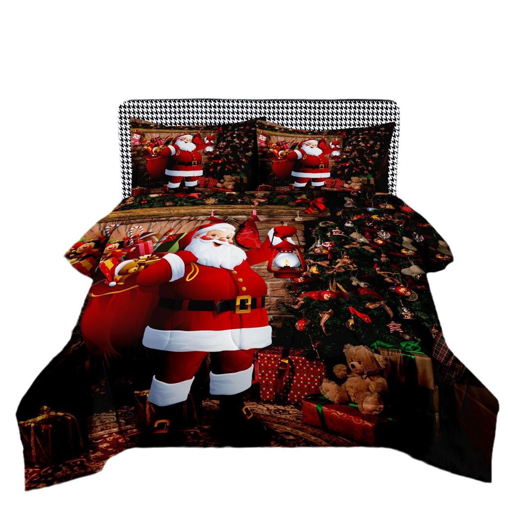 Digital Print Santa Claus Series Microfiber Comforter Set - 3 Piece Bedding Cover Set