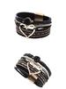 Bohemian Heart Rhinestone Magnetic Clasp Faux Leather Bracelet for Women