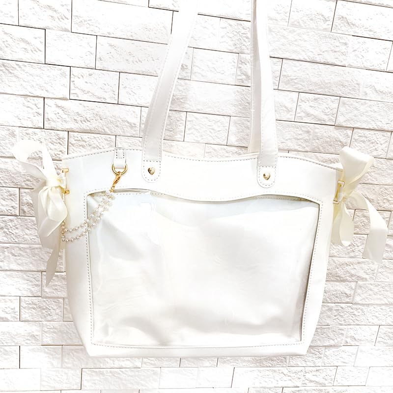 

Сумка-тоут Seraphim Ita з милою іта-стороною, ідеальна для отаку, прозора, середнього розміру, з стрічками, сумка, діяльність, значки, сумка, біла, жіноча, [б/в] білий