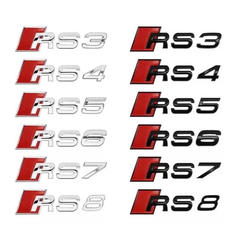 1Pc Audi Car Sticker For Audi RS8 RS7 RS6 RS5 RS4 RS3 Modified Displacement Rear Tail Label Electroplating Sticker Accessories