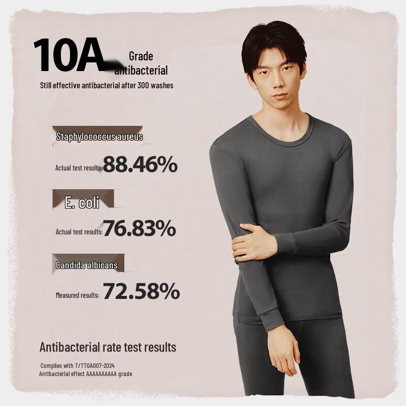 HLA Men's Pure Cotton Antibacterial Thermal Underwear Set