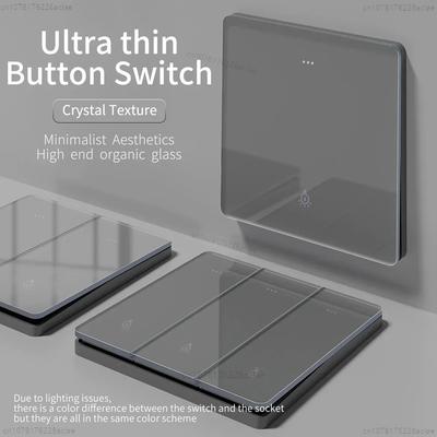 Pannello Interruttori Quadrato Parete Vetro Grigio Standard UE UK Presa 16a Pannello Grande Interruttore Luce Parete Presa USB TipoC Presa Rete TV Tel
