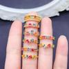S925 Sterling Silver Adjustable Tourmaline Stackable Ring - Versatile & Fashionable Finger Ring.